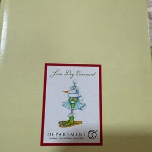 Krinkles Department 56 Festive Snowdog girl Ornament in Green and Blue